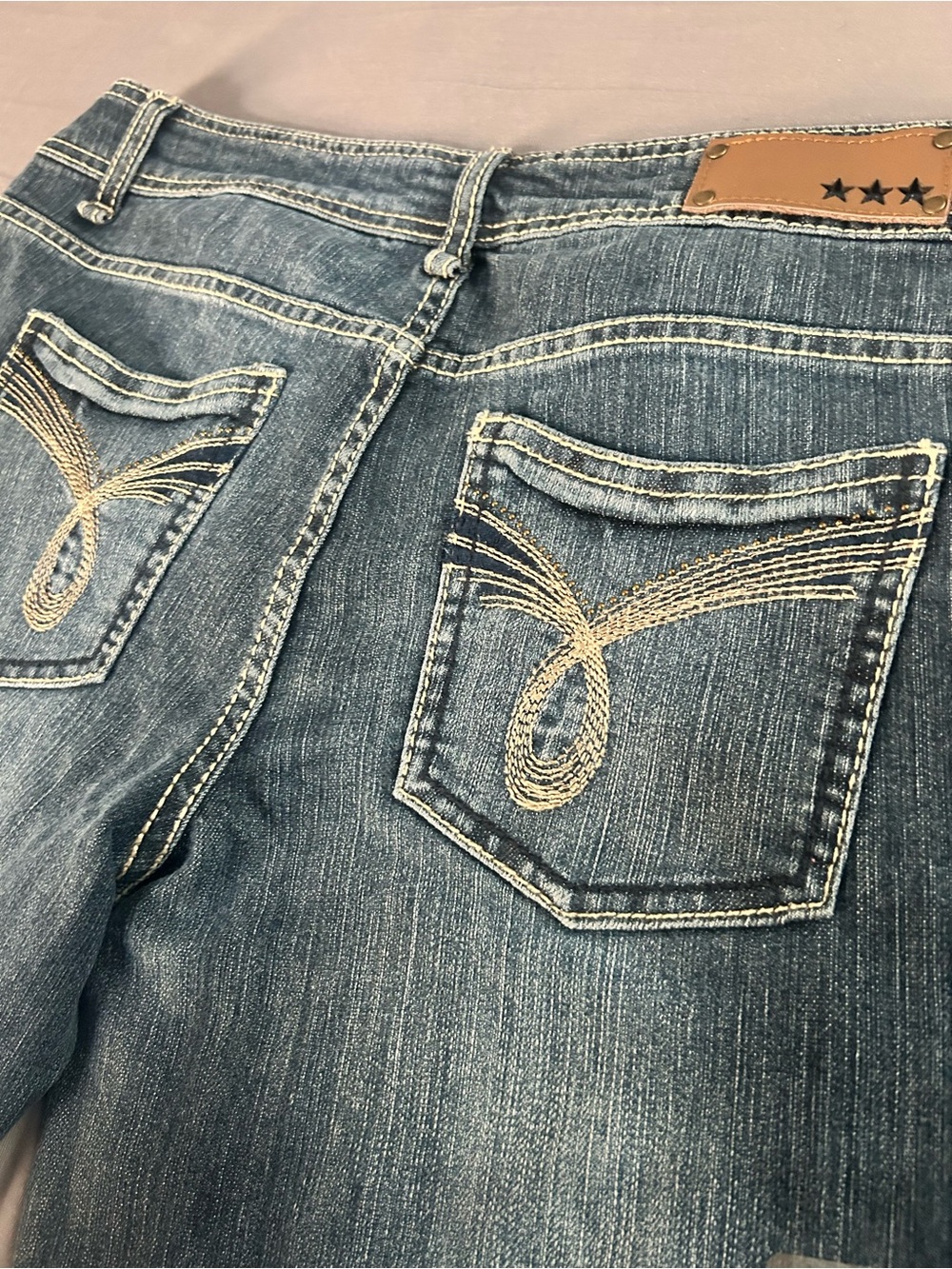 Celebrity Pink Women's Skinny Jeans in Distressed Blue with Tan Stitching